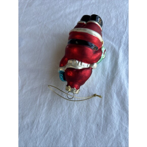 Vtg Blown Glass Christmas Ornament Red Santa Wreath - Picture 4 of 4